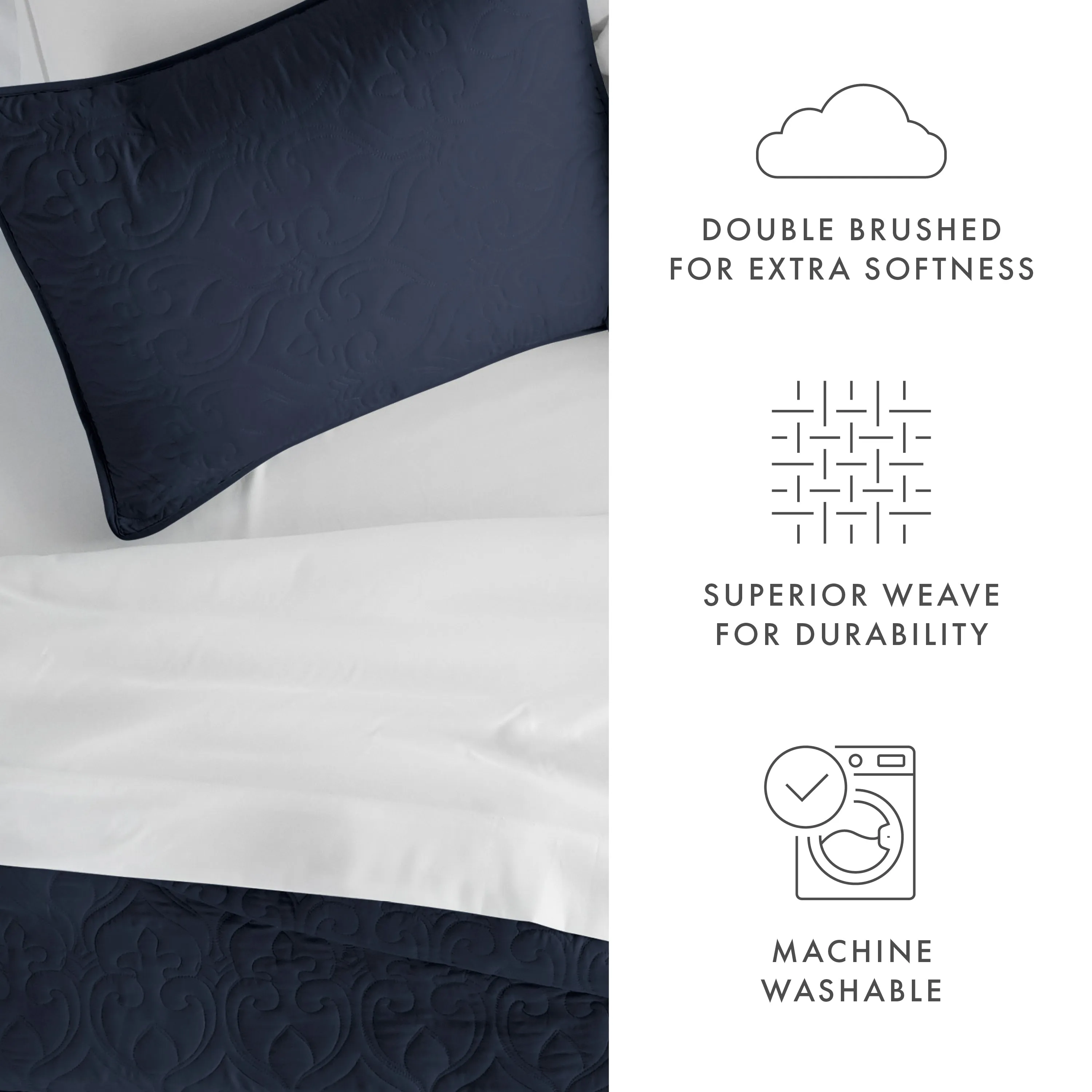 3-Piece Damask Quilted Coverlet Set - 12 Days of Deals