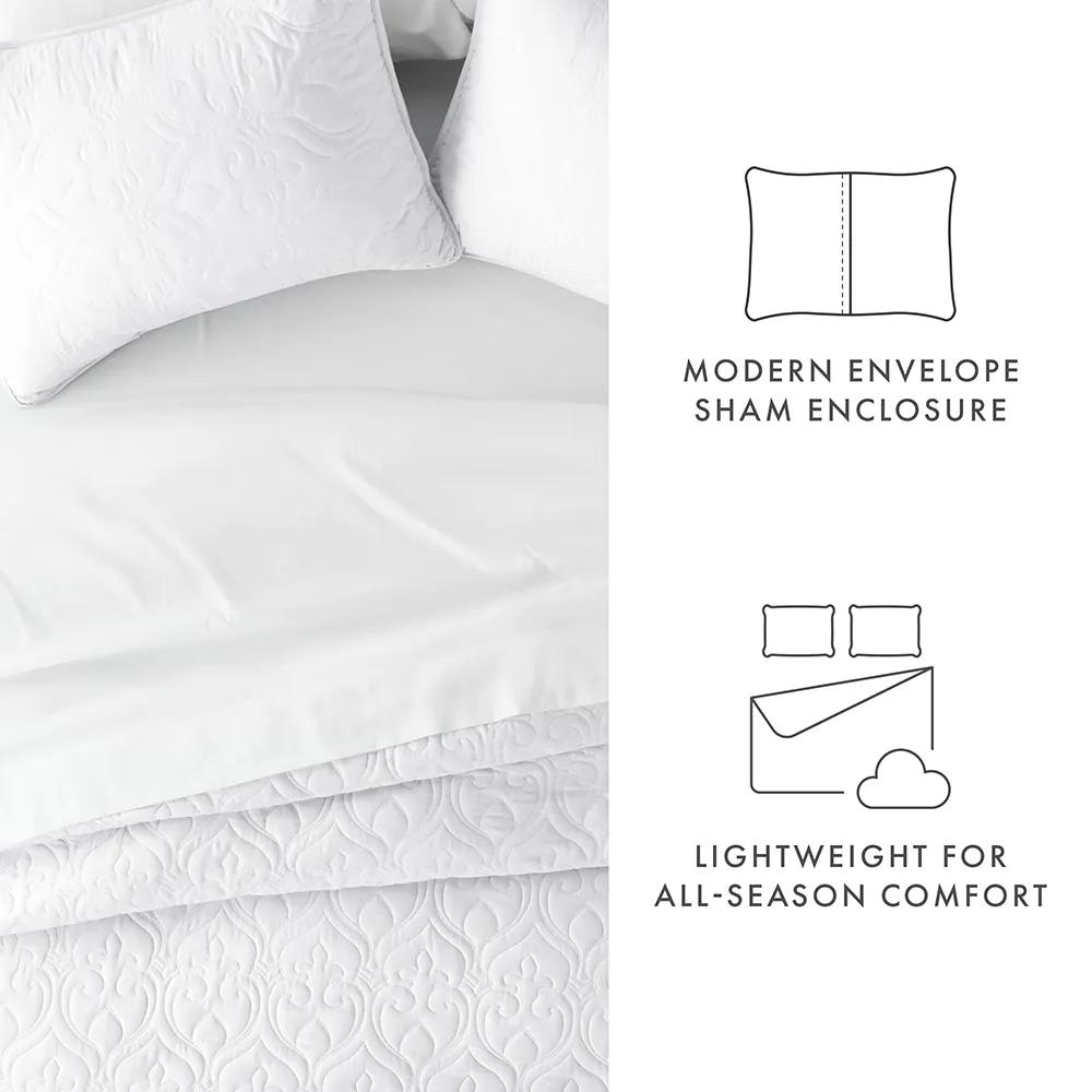 3-Piece Damask Quilted Coverlet Set - 12 Days of Deals