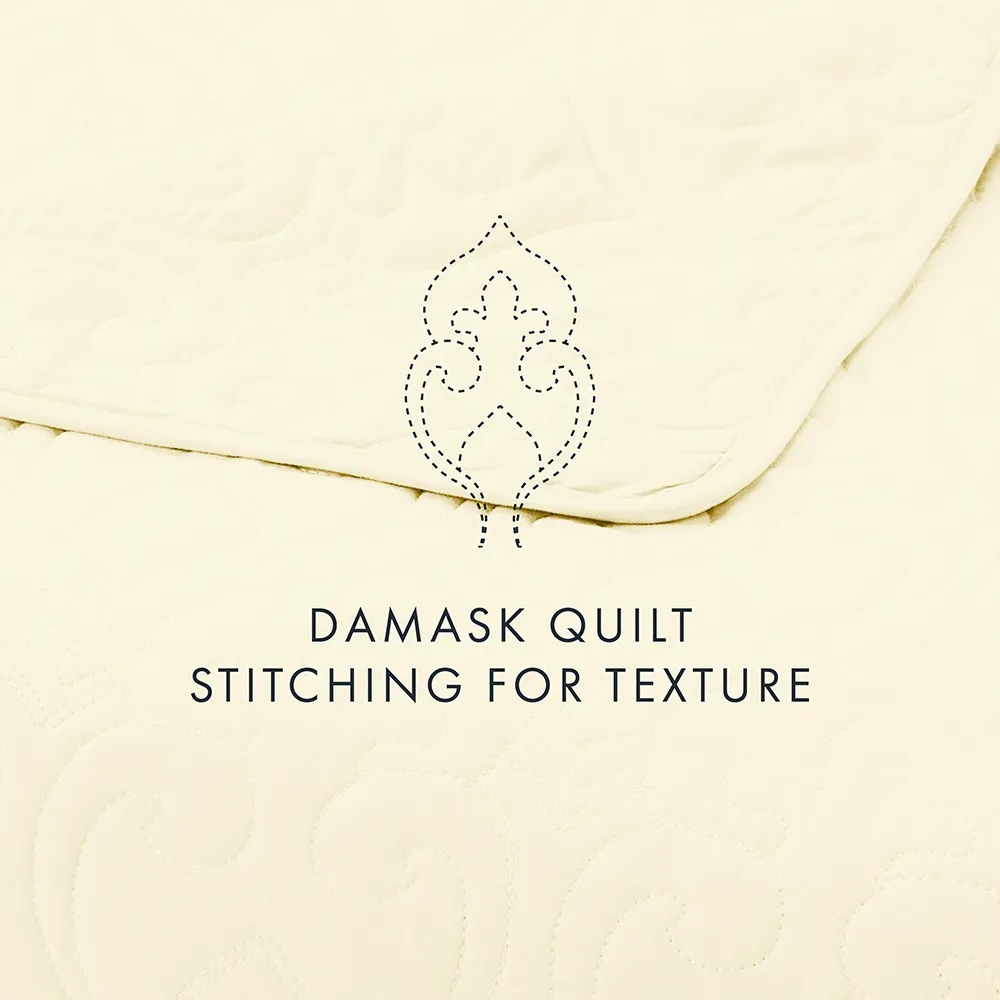 3-Piece Damask Quilted Coverlet Set - 12 Days of Deals