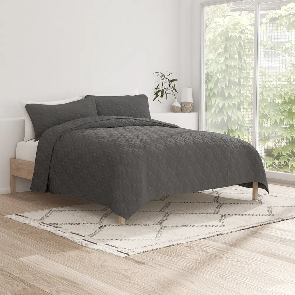 3-Piece Damask Quilted Coverlet Set - 12 Days of Deals