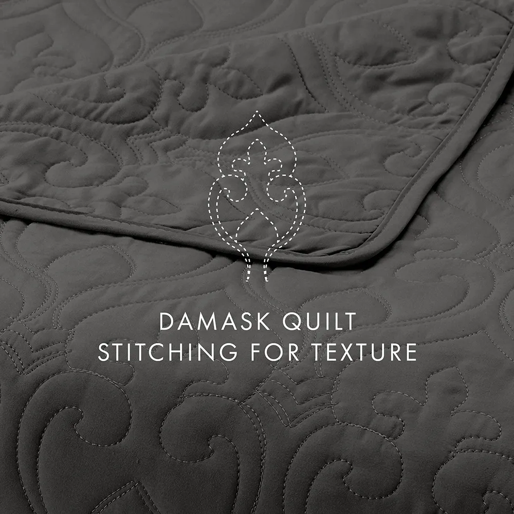 3-Piece Damask Quilted Coverlet Set - 12 Days of Deals