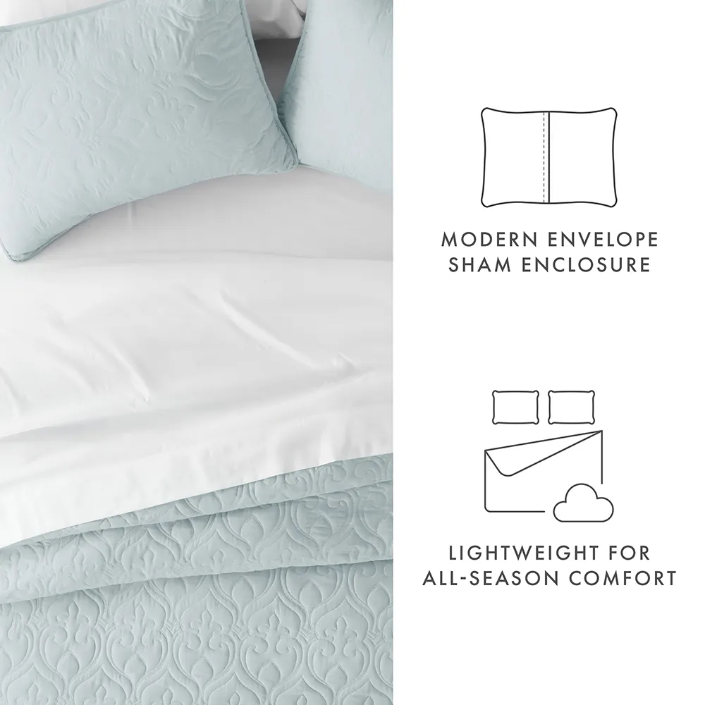 3-Piece Damask Quilted Coverlet Set - 12 Days of Deals