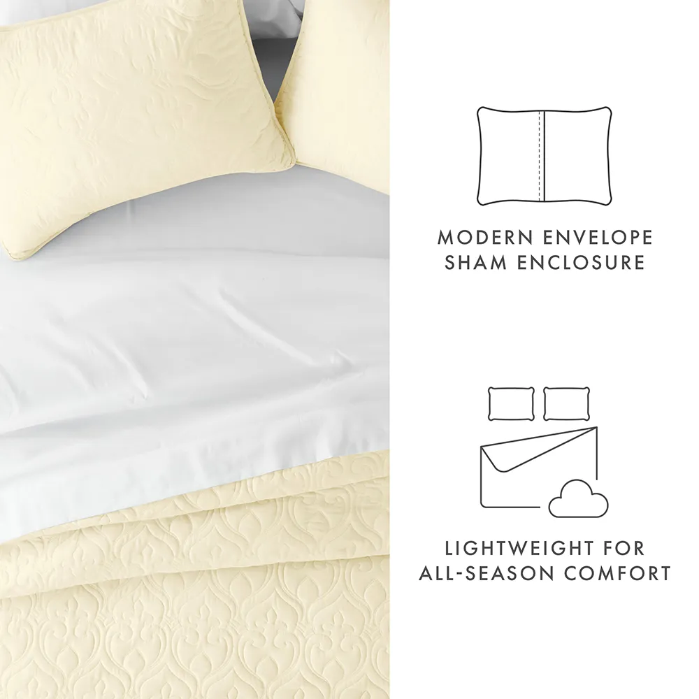3-Piece Damask Quilted Coverlet Set - 12 Days of Deals