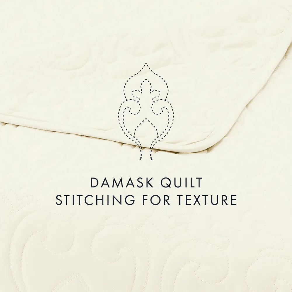 3-Piece Damask Quilted Coverlet Set - 12 Days of Deals