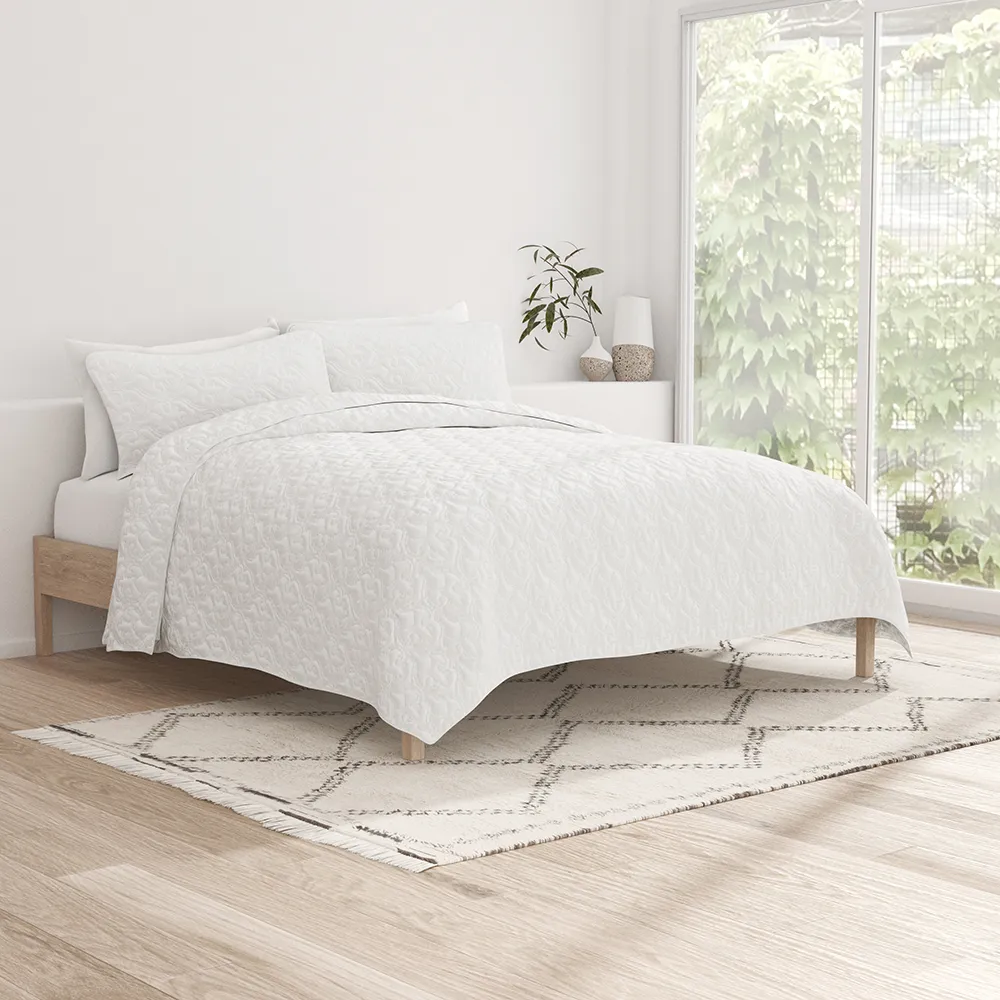 3-Piece Damask Quilted Coverlet Set - 12 Days of Deals