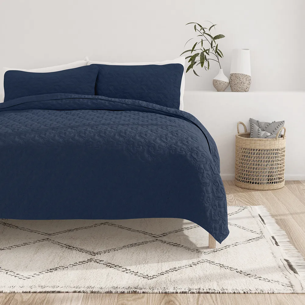 3-Piece Damask Quilted Coverlet Set - 12 Days of Deals