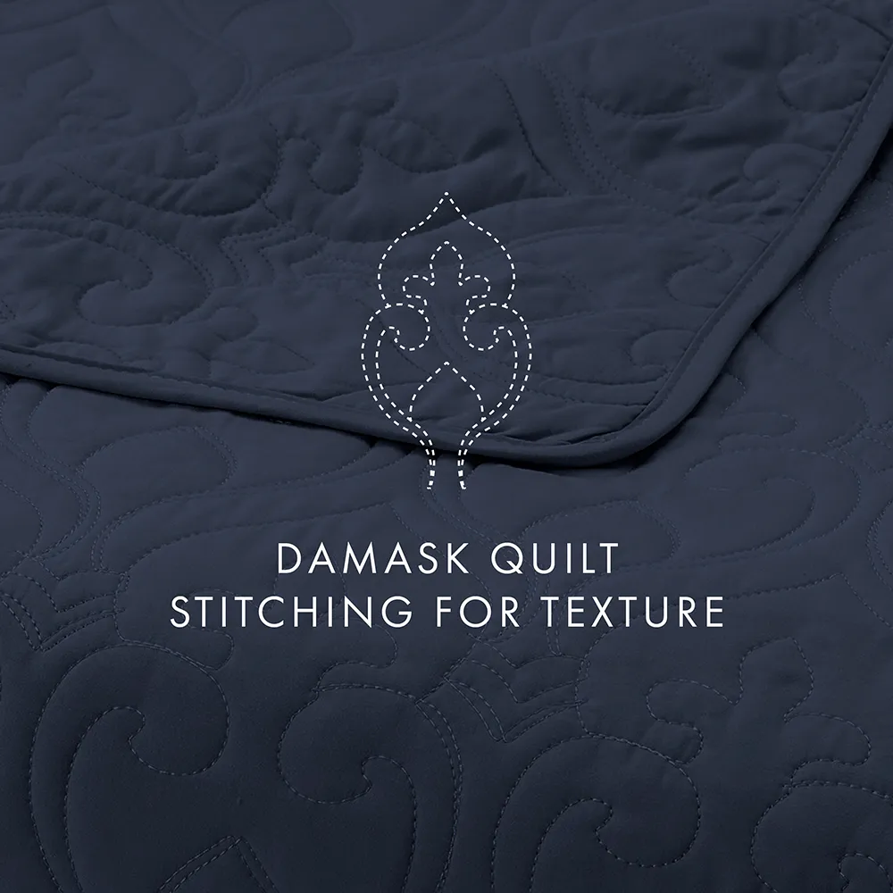 3-Piece Damask Quilted Coverlet Set - 12 Days of Deals