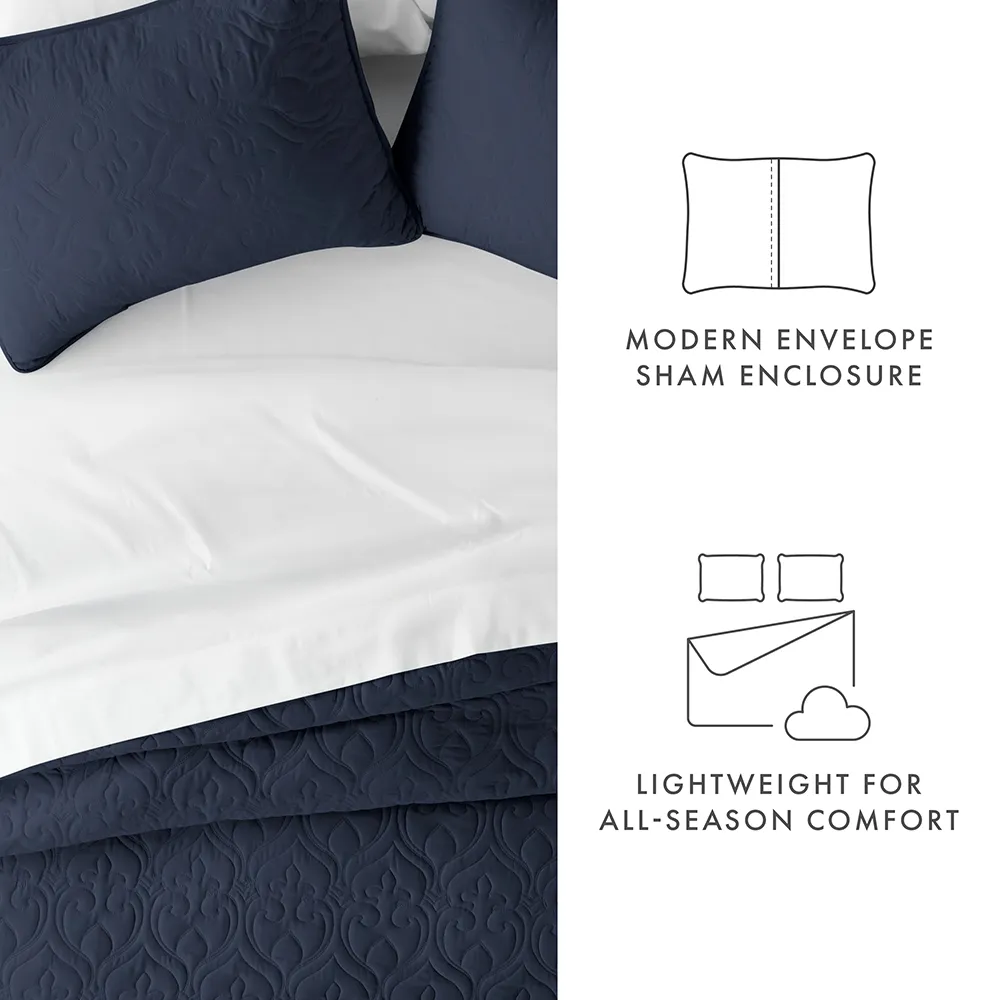 3-Piece Damask Quilted Coverlet Set - 12 Days of Deals
