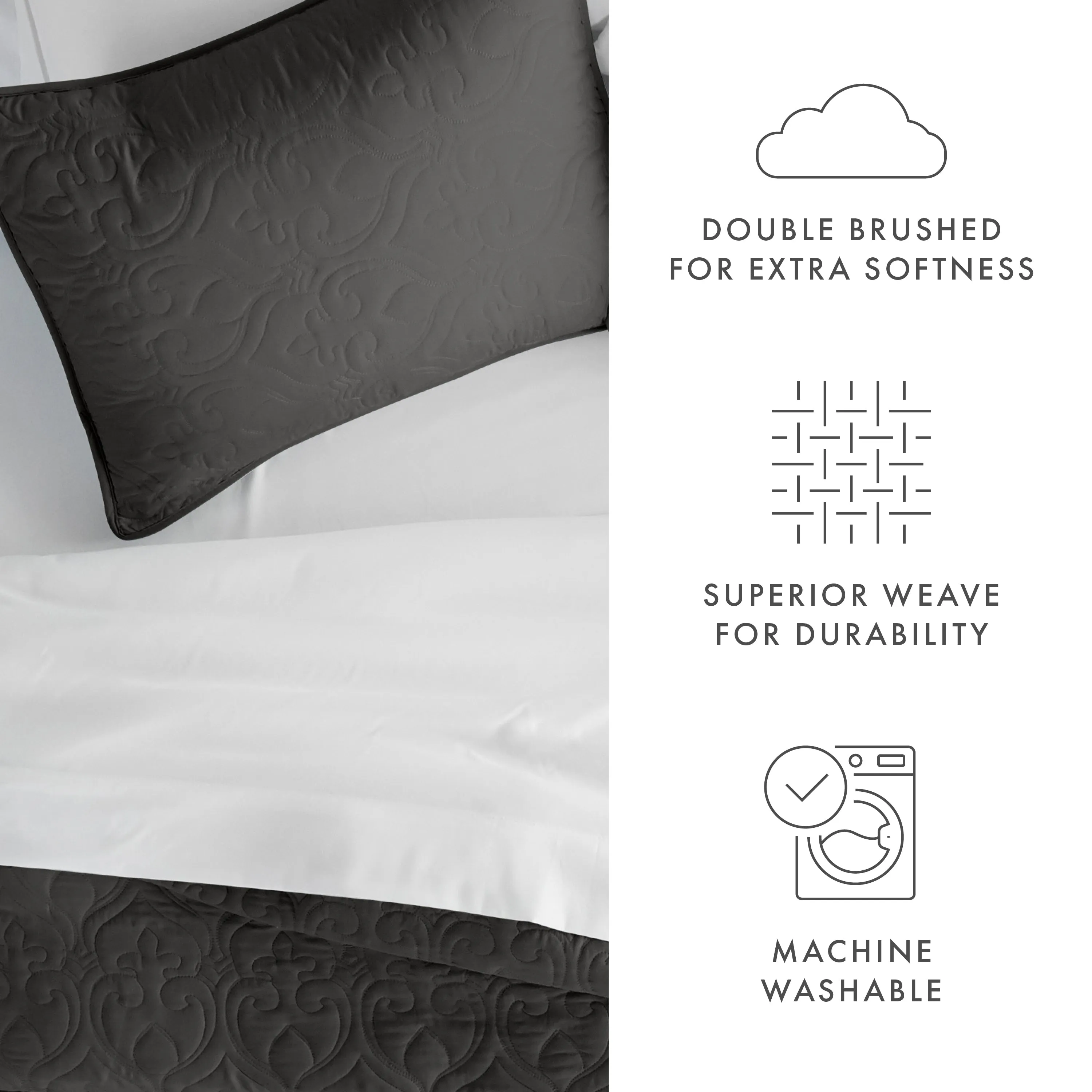 3-Piece Damask Quilted Coverlet Set - 12 Days of Deals