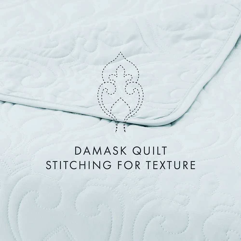 3-Piece Damask Quilted Coverlet Set - 12 Days of Deals