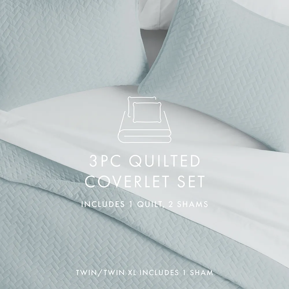 3-Piece Herringbone Quilted Coverlet Set - 12 Days of Deals
