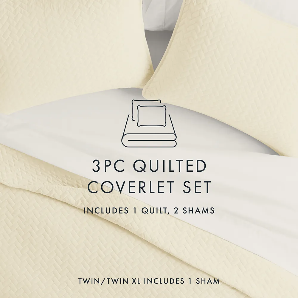 3-Piece Herringbone Quilted Coverlet Set - 12 Days of Deals