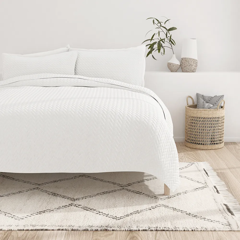 3-Piece Herringbone Quilted Coverlet Set - 12 Days of Deals