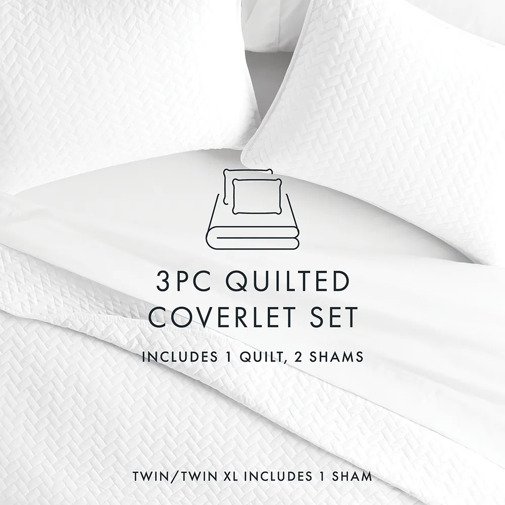 3-Piece Herringbone Quilted Coverlet Set - 12 Days of Deals