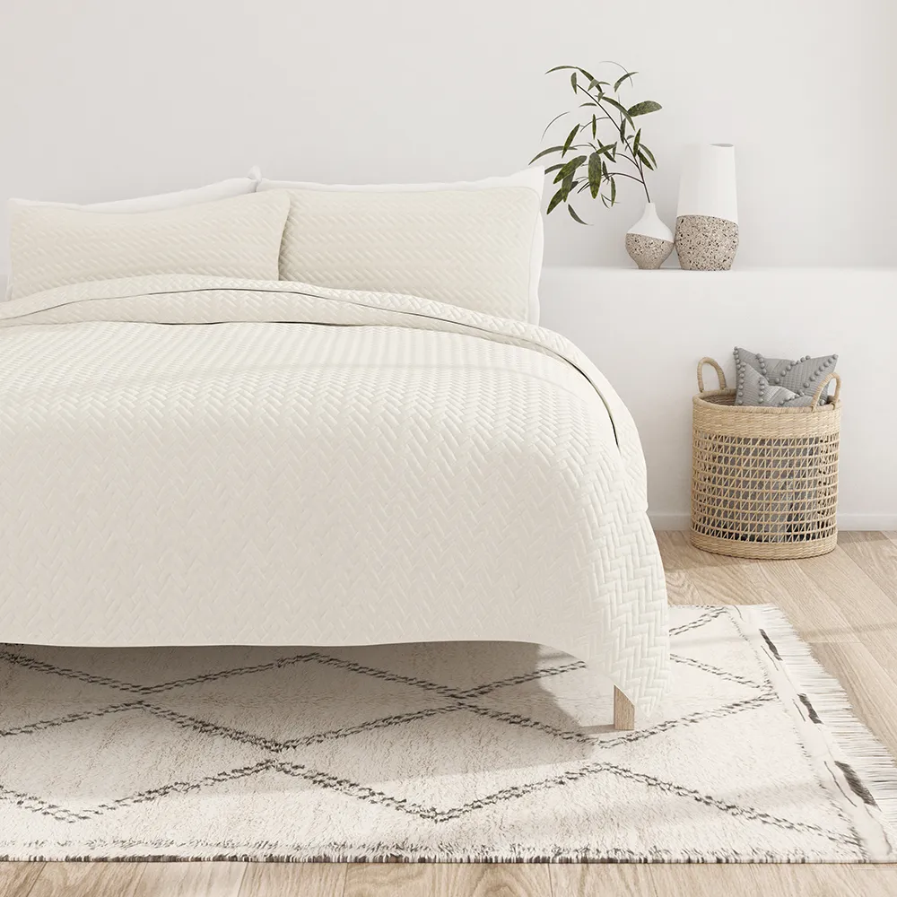 3-Piece Herringbone Quilted Coverlet Set - 12 Days of Deals