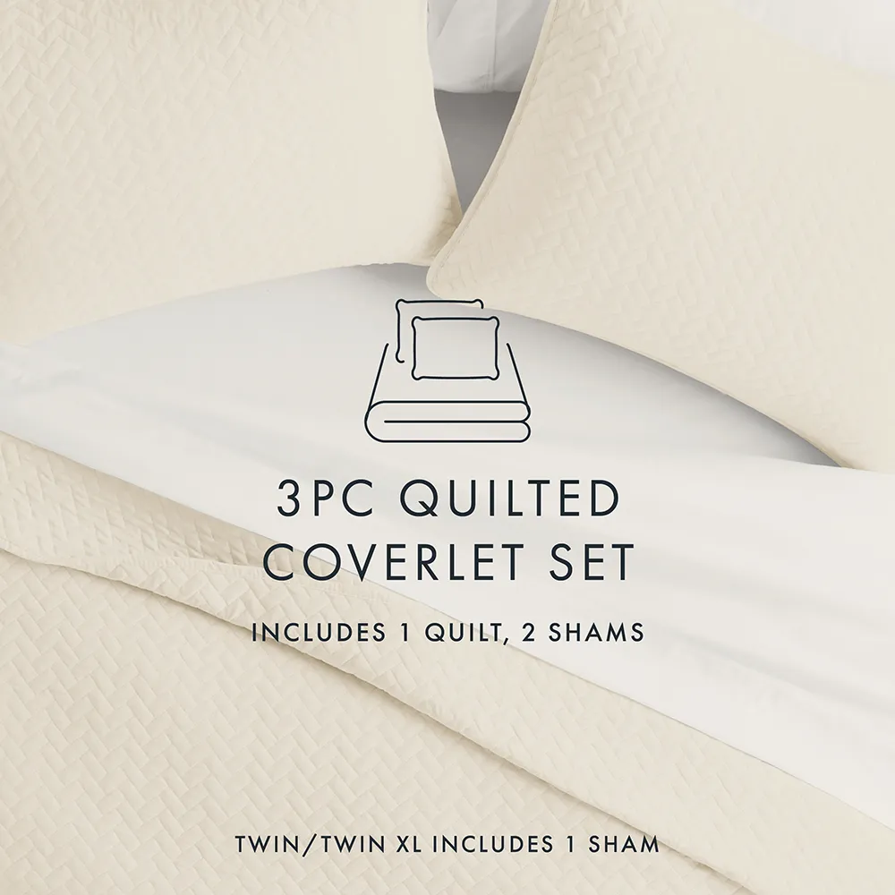3-Piece Herringbone Quilted Coverlet Set - 12 Days of Deals
