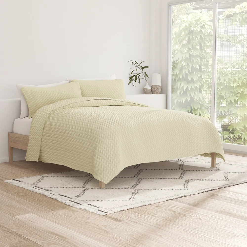 3-Piece Herringbone Quilted Coverlet Set - 12 Days of Deals