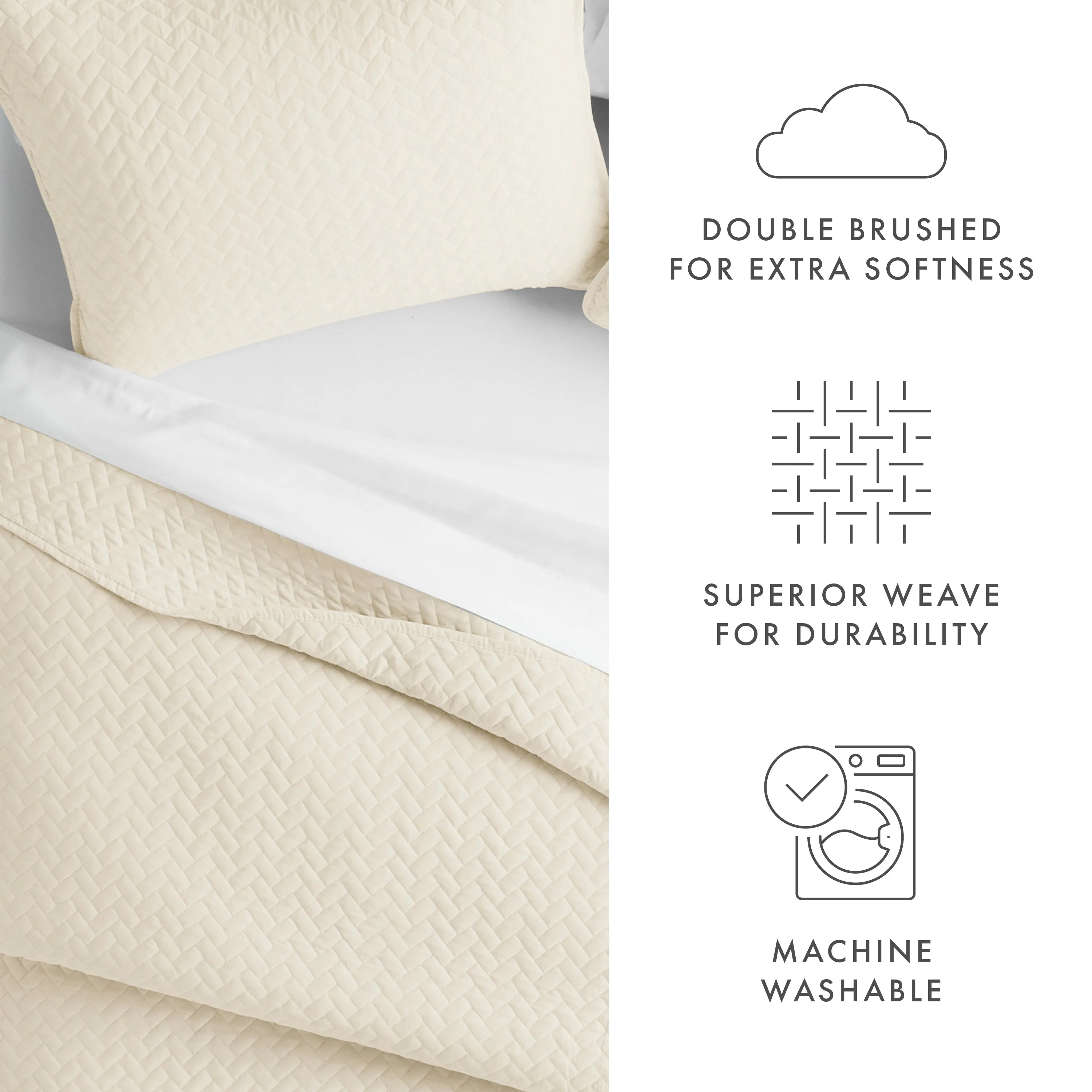 3-Piece Herringbone Quilted Coverlet Set - 12 Days of Deals