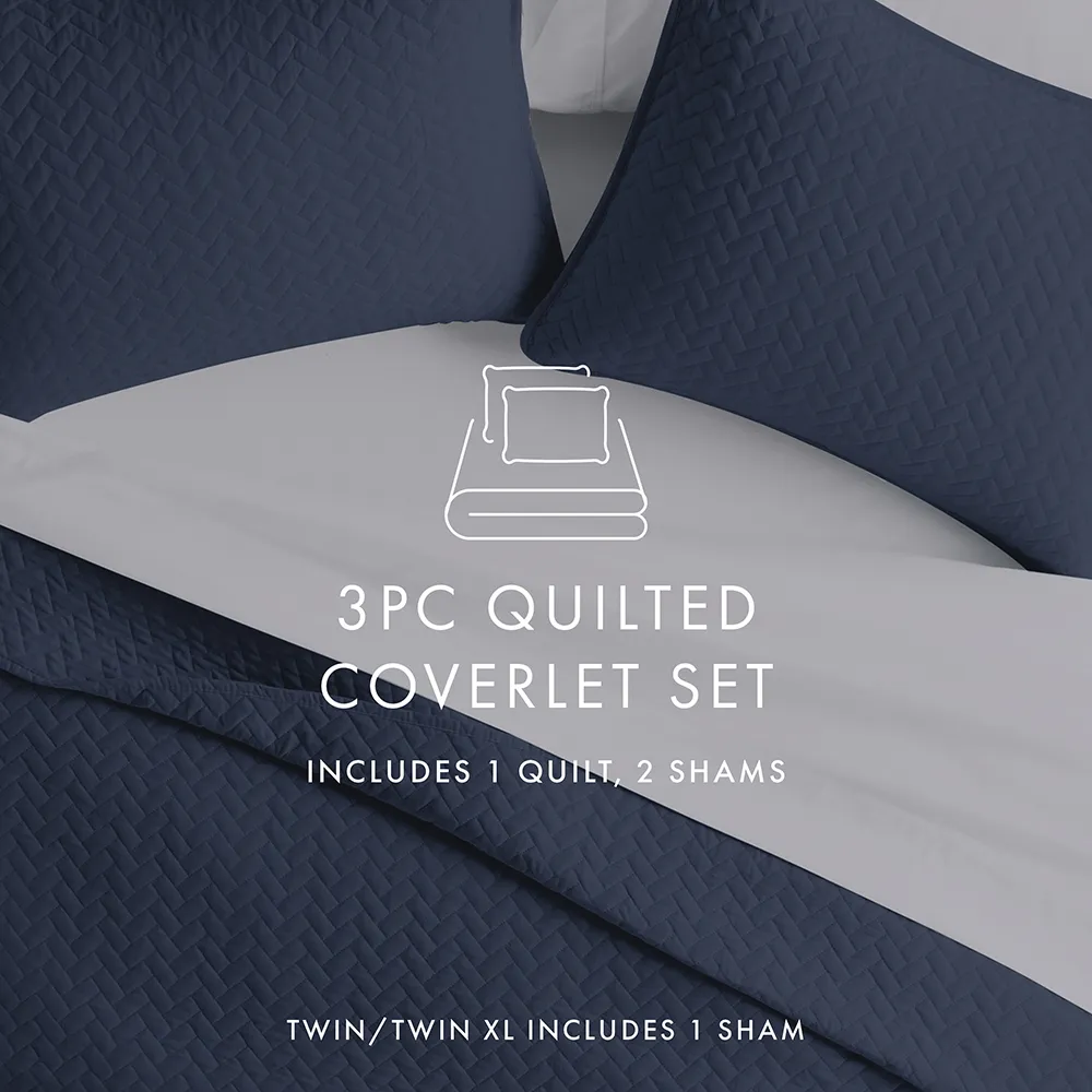 3-Piece Herringbone Quilted Coverlet Set - 12 Days of Deals