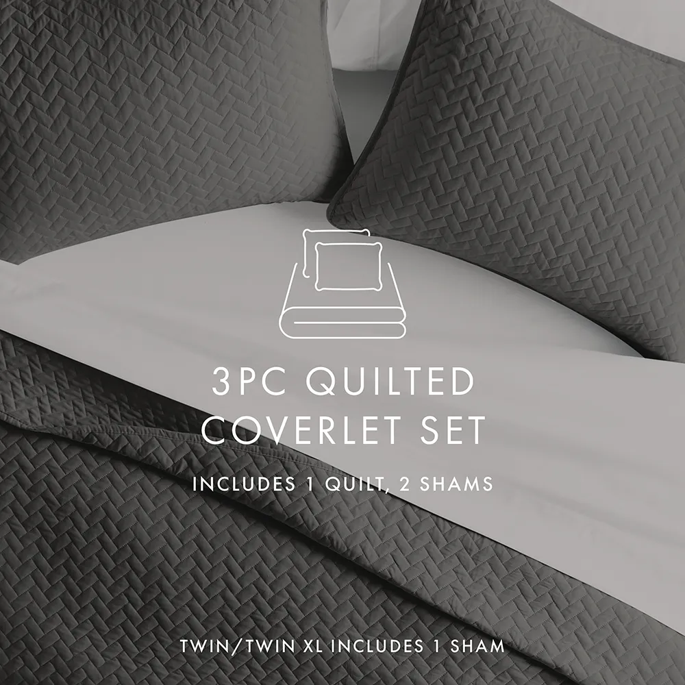 3-Piece Herringbone Quilted Coverlet Set - 12 Days of Deals