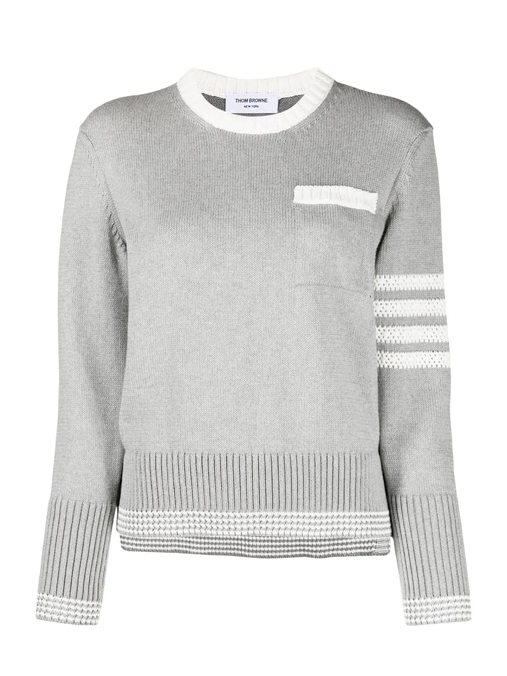 4-Bar Stripe Cotton Jumper (Light Grey)