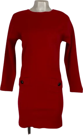 80’s Red Bodycon Button Back Dress by Vintage Designer
