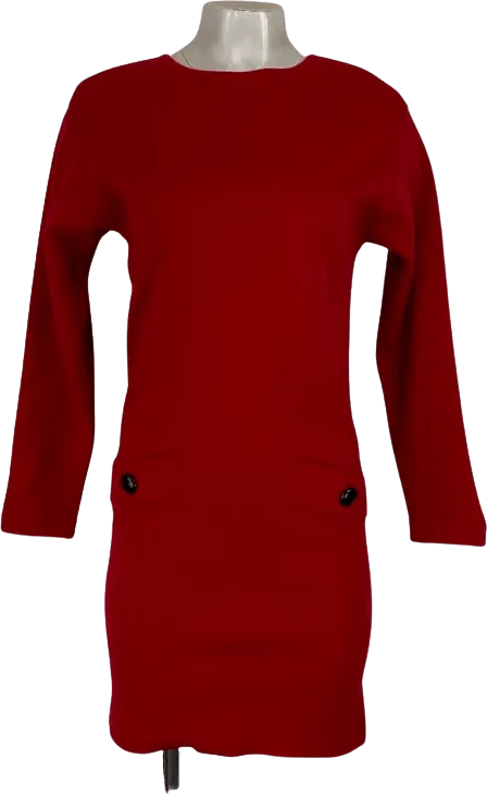 80’s Red Bodycon Button Back Dress by Vintage Designer