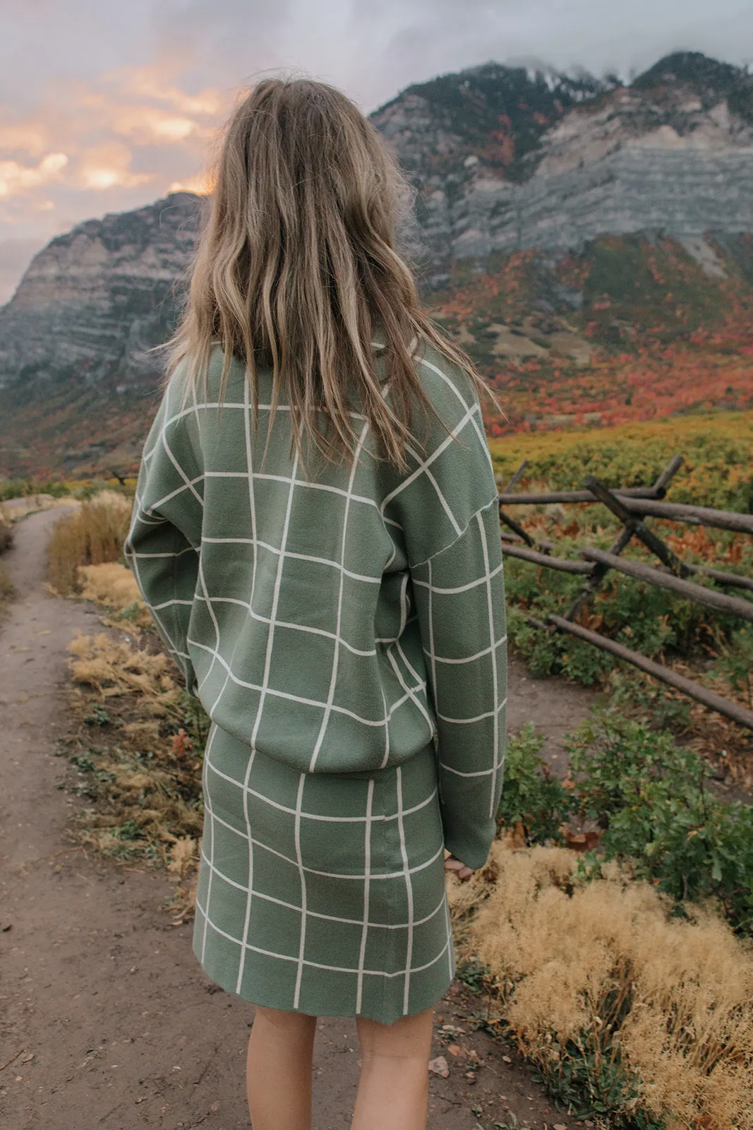 Adeline Windowpane Set・Sage