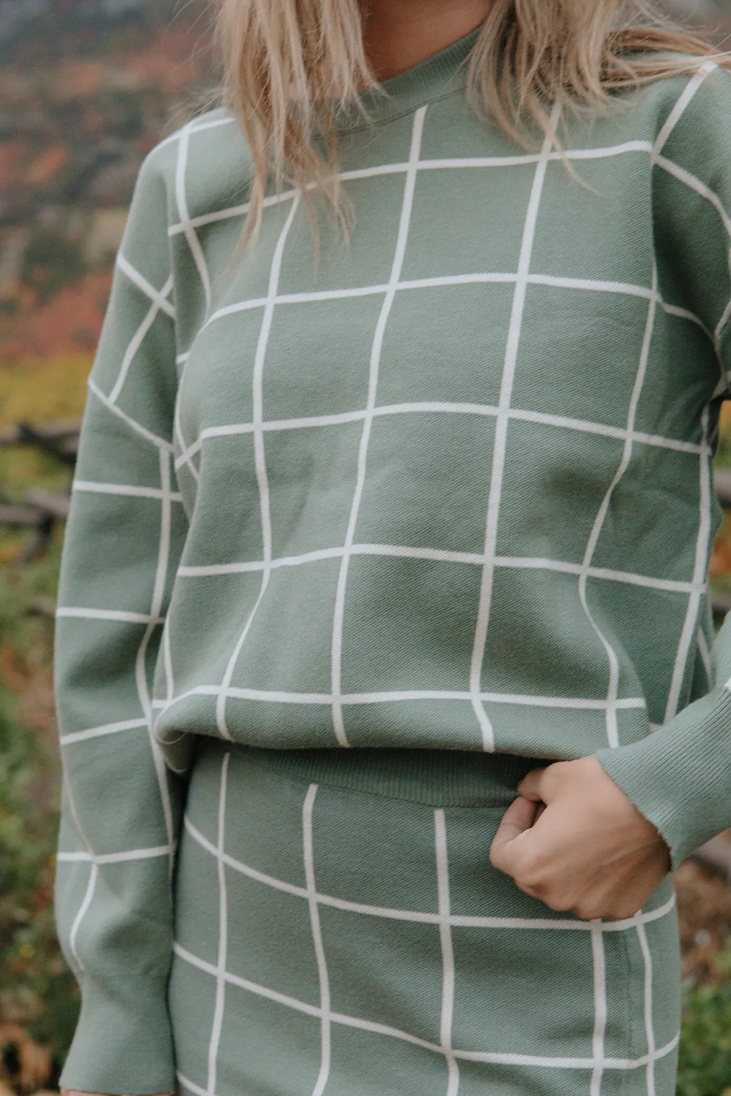 Adeline Windowpane Set・Sage