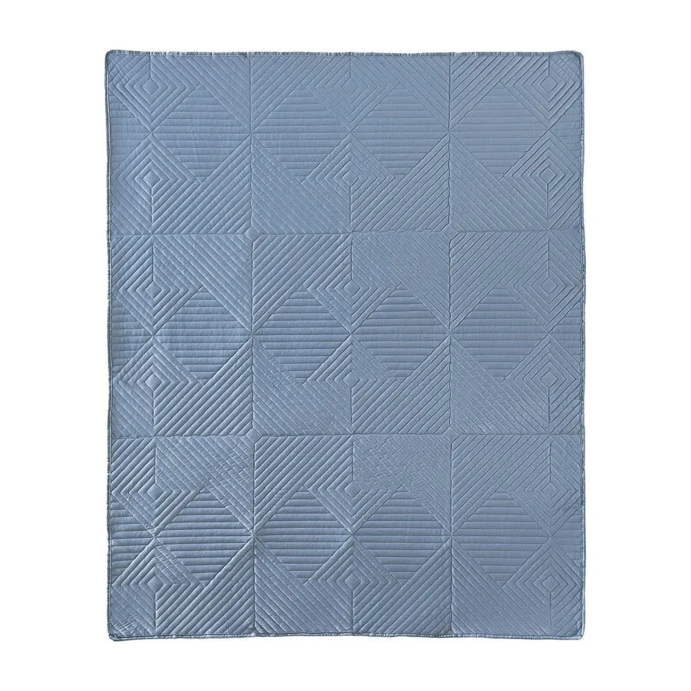Ahab 50 x 60 Inch Quilted Throw Blanket with Fill, Dutch Velvet, Spa Blue By Casagear Home