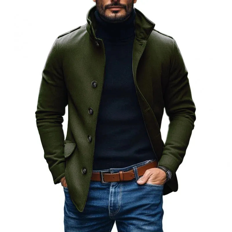 BACKWOODS | Men's Casual Wool Blend Lapel Single-breasted Slim Short Coat