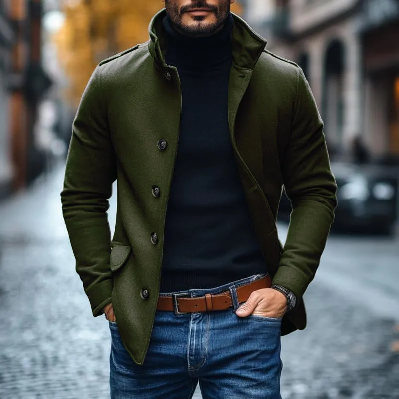 BACKWOODS | Men's Casual Wool Blend Lapel Single-breasted Slim Short Coat