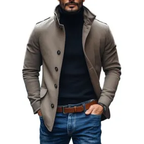 BACKWOODS | Men's Casual Wool Blend Lapel Single-breasted Slim Short Coat