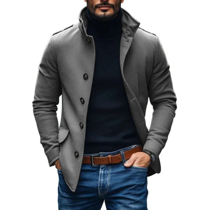 BACKWOODS | Men's Casual Wool Blend Lapel Single-breasted Slim Short Coat