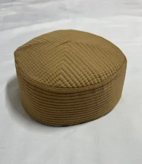 Beige / Brown Turban Hat Topi Kufi Stiff Shukr JJ Design Cap Size-60