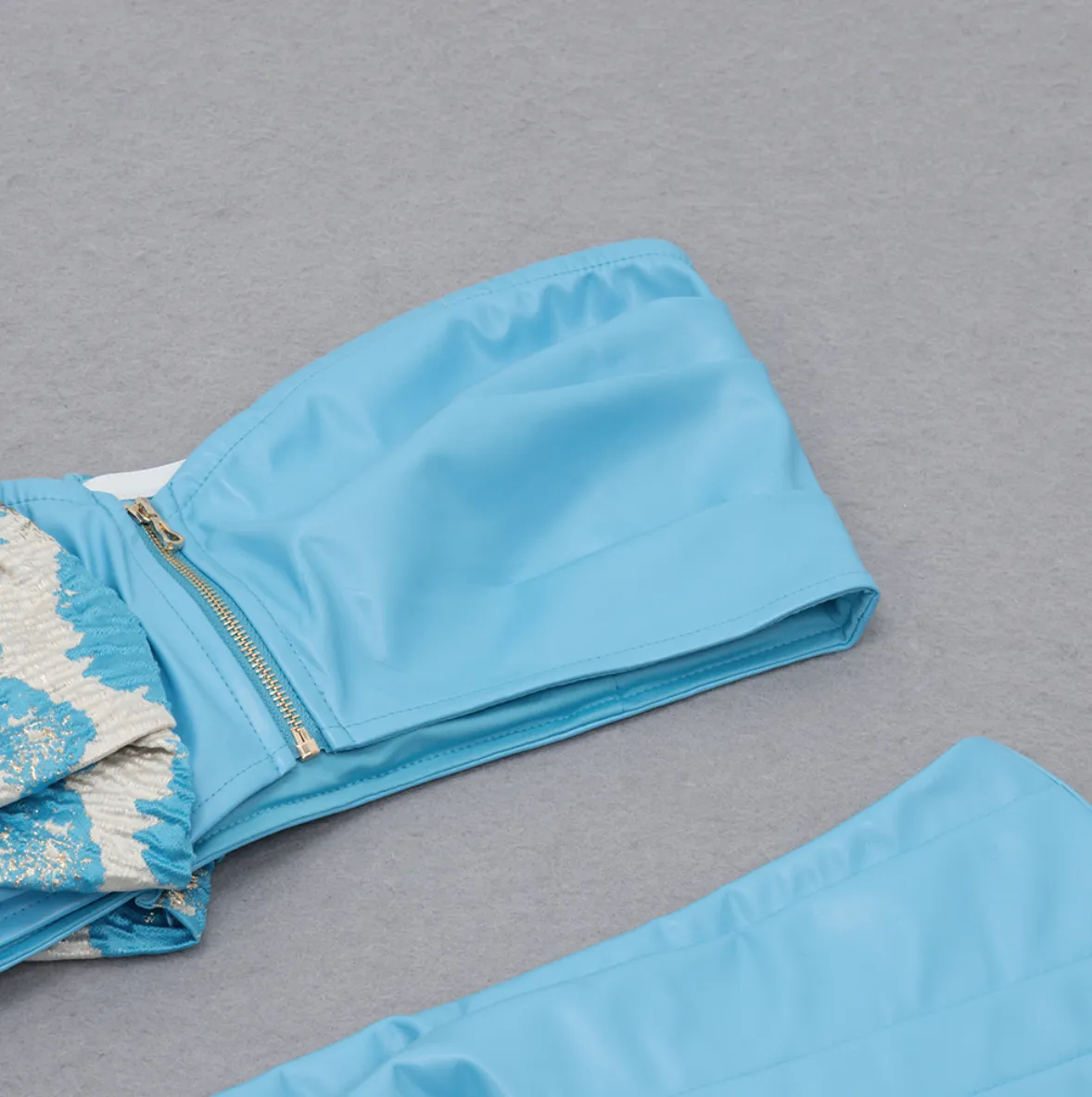 BELEN One Sleeve Off The Shoulder Two Piece | Blue