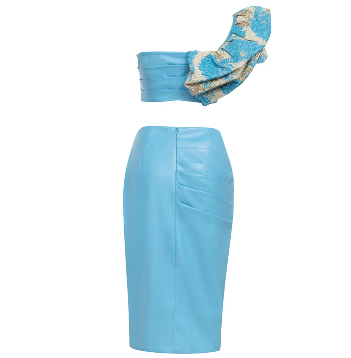 BELEN One Sleeve Off The Shoulder Two Piece | Blue