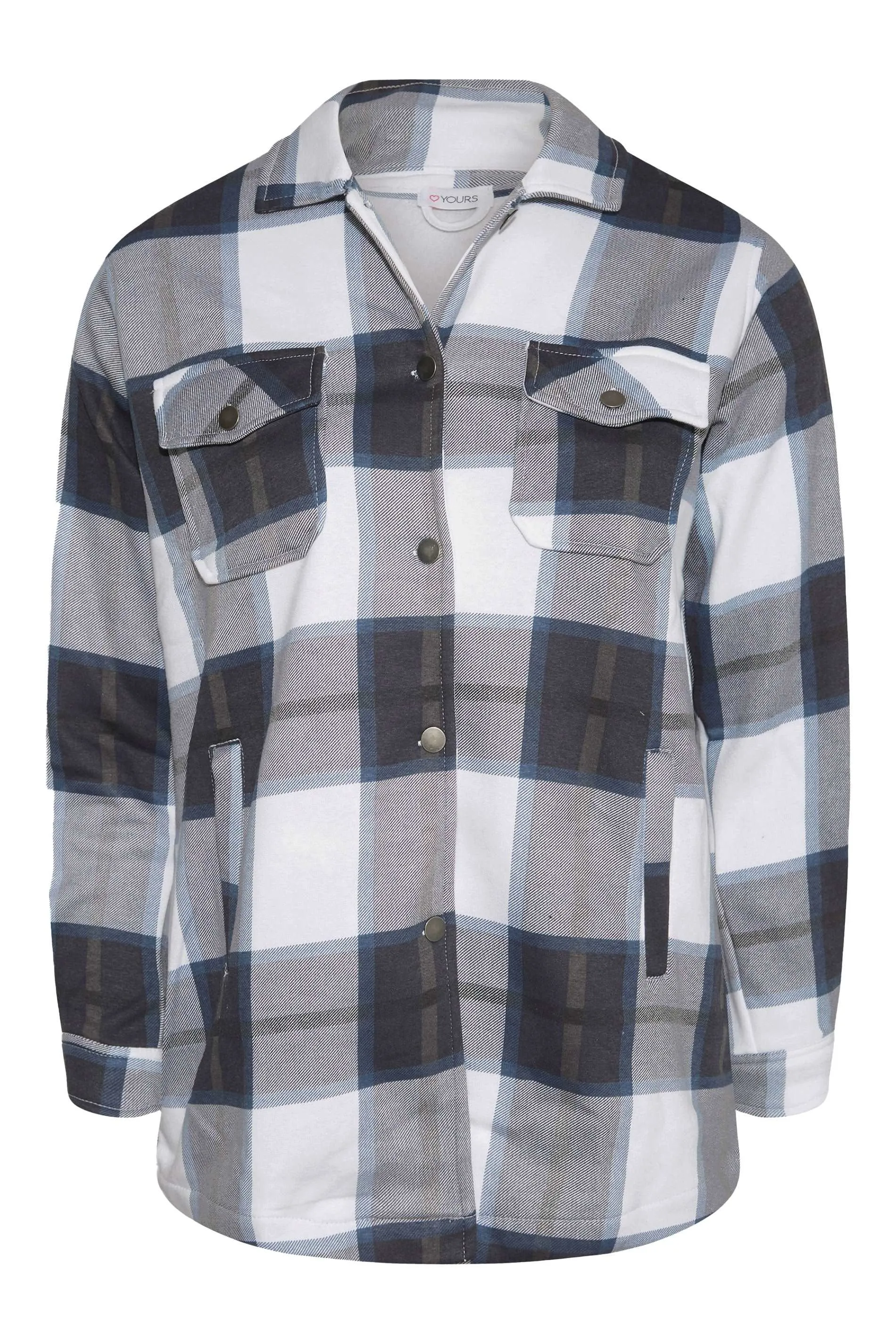 Blue White Oversized check shacket For Her-2015