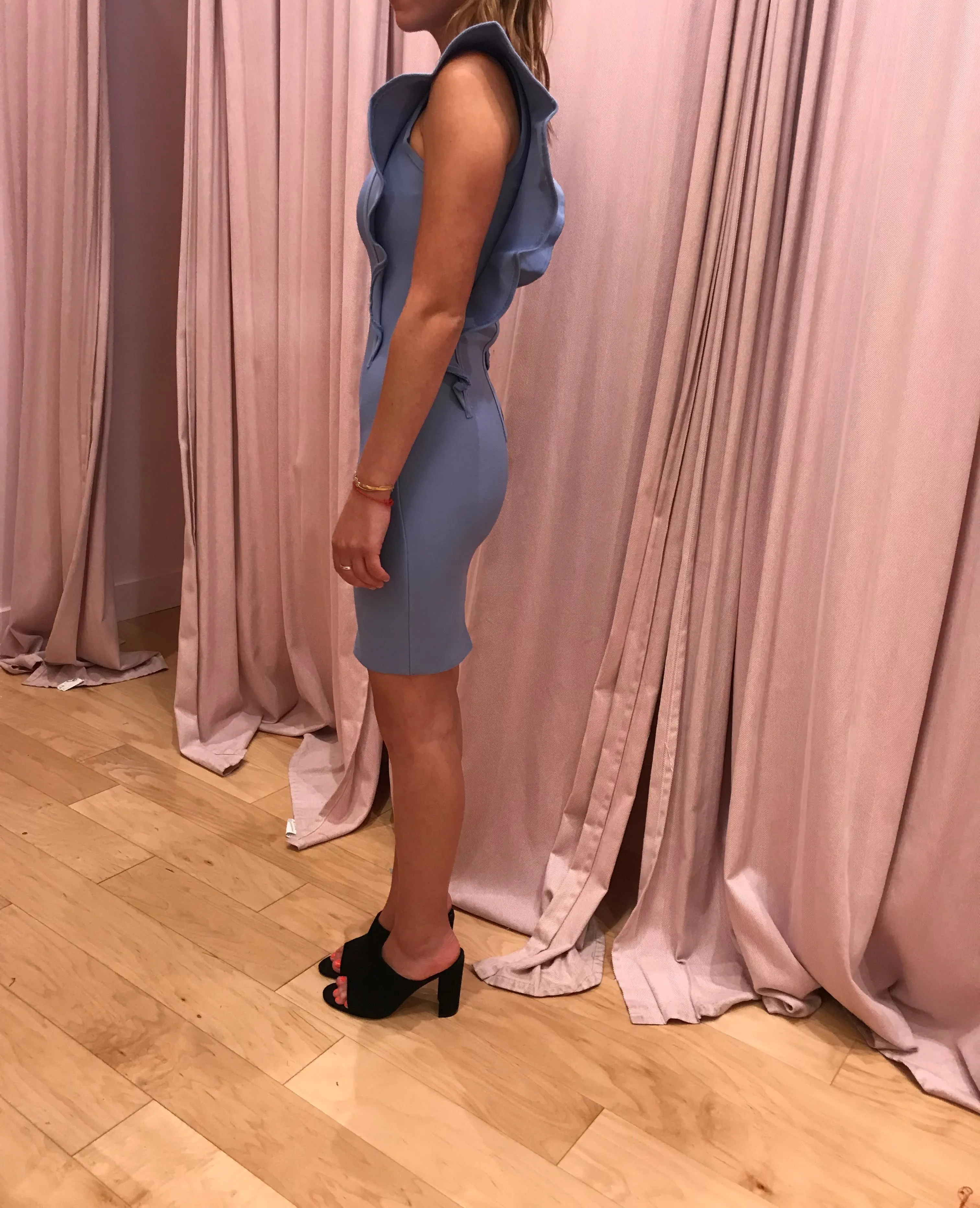 Bodycon Crew Neck Ruffle Mini Dress