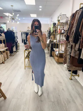 Bodycon Side Slit Chambray Colored Dress