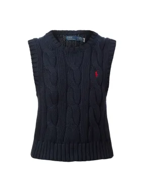 Cable-Knit Cotton Cropped Vest