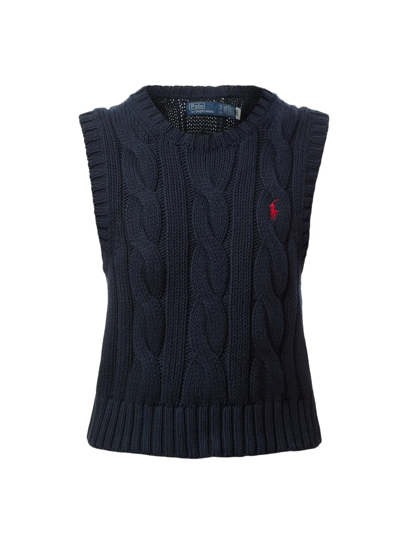 Cable-Knit Cotton Cropped Vest