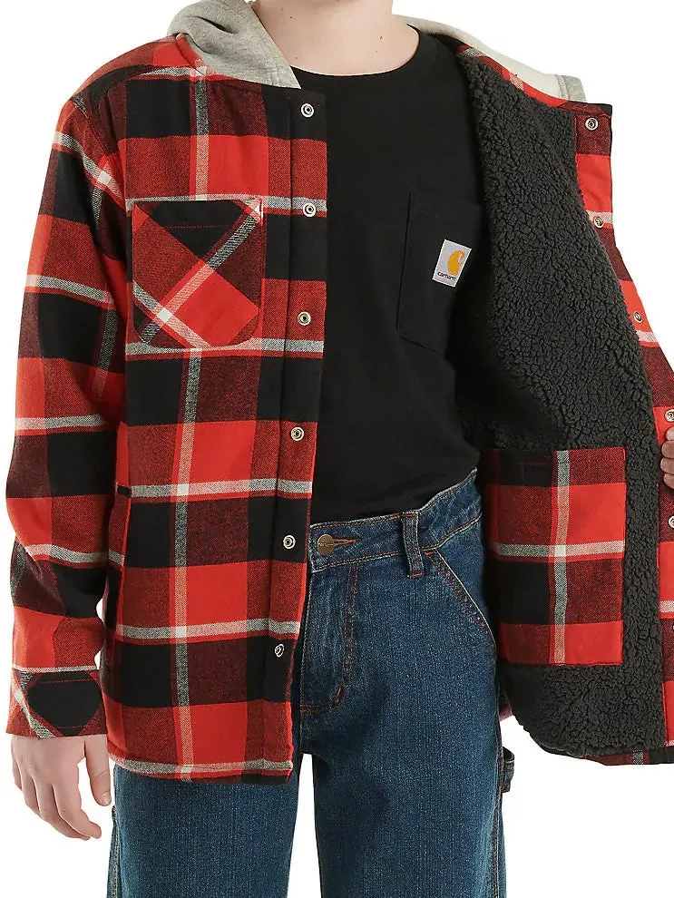Carhartt Boys’ Flannel Snap Front Hooded Shirt
