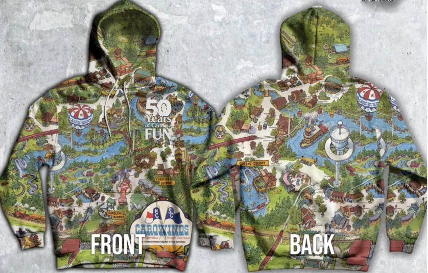 Carowinds Park Map Hooded Sweatshirt