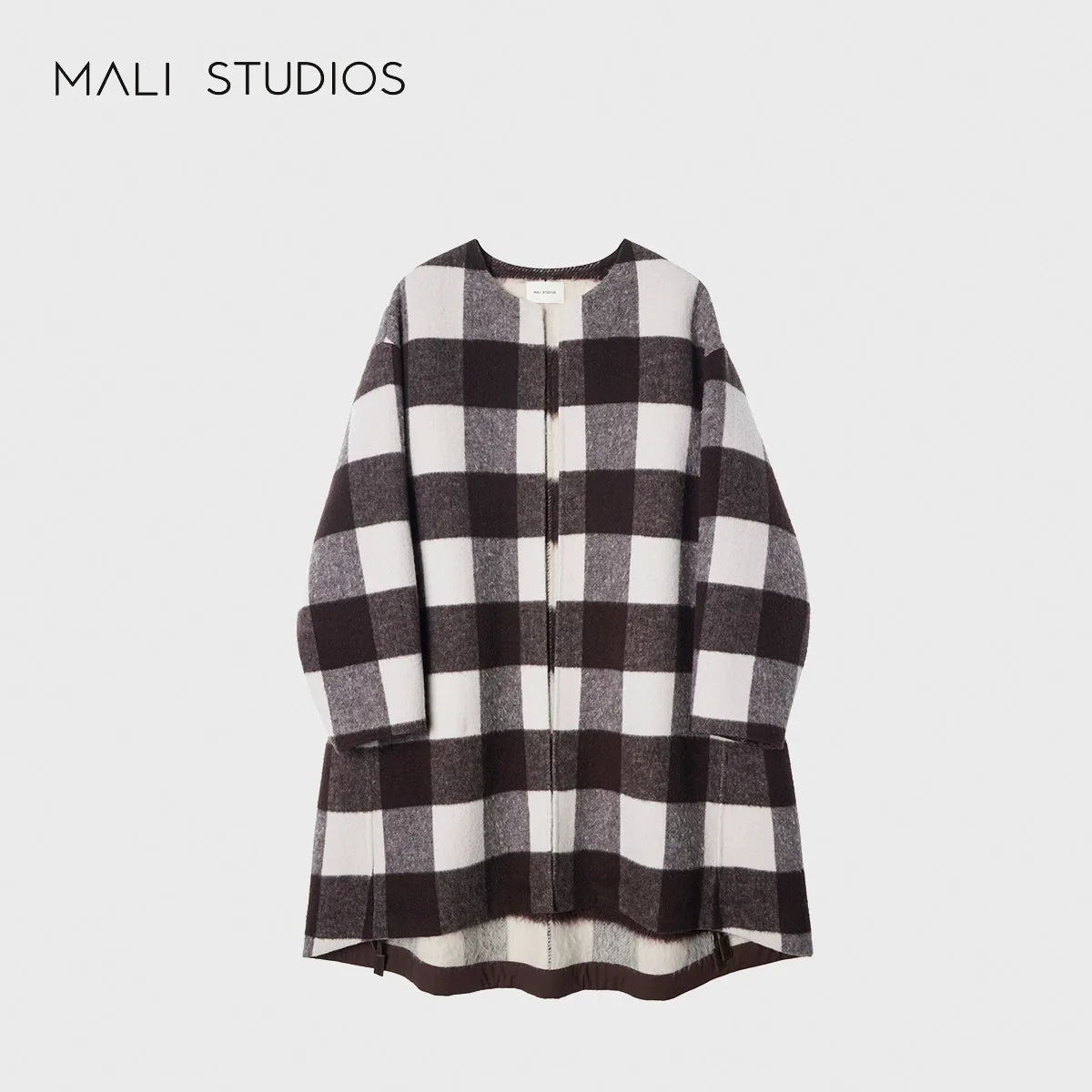 Checkered Oversized Wool Coat
