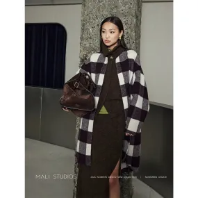Checkered Oversized Wool Coat