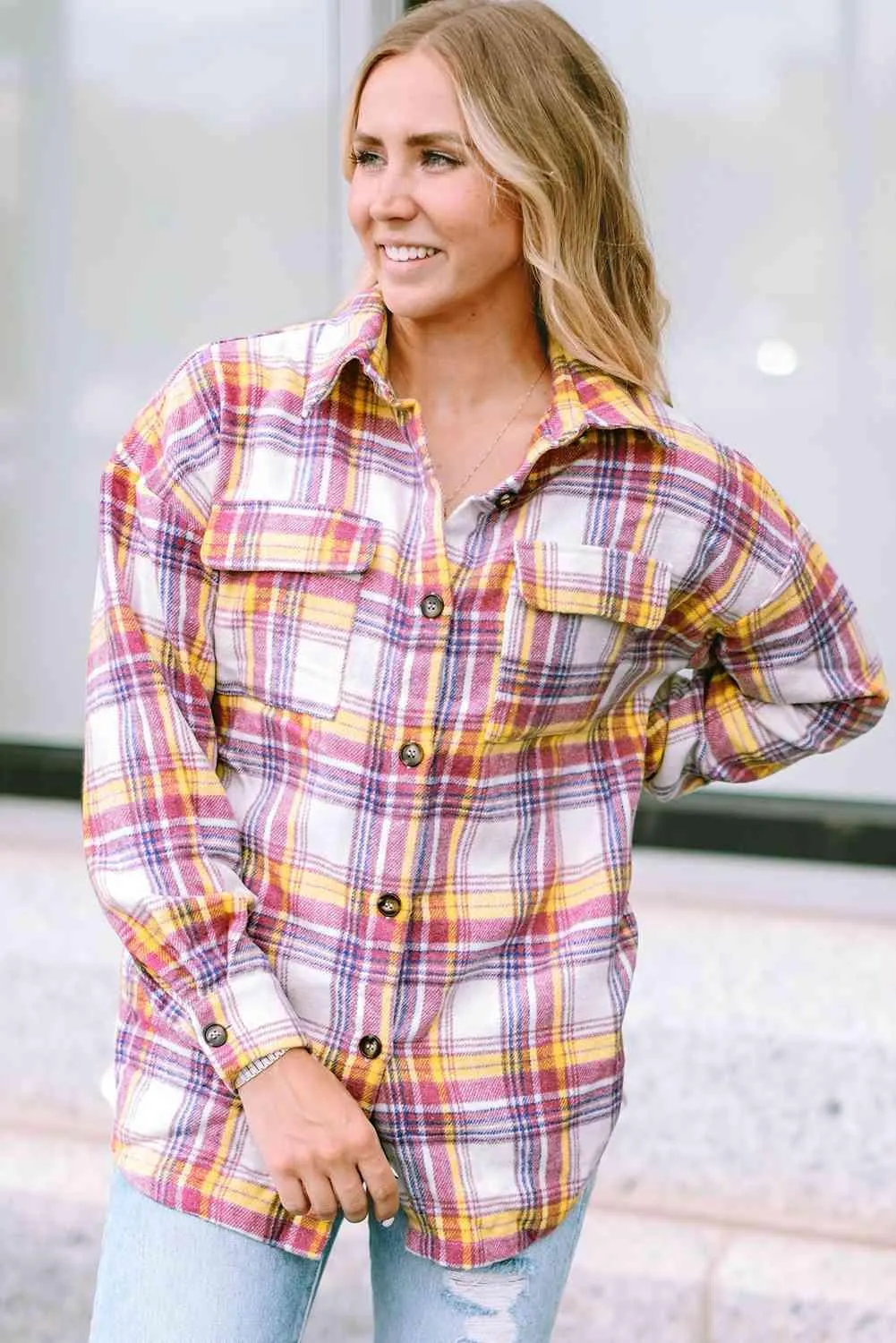 Comfy All Day Button Down Plaid Shacket