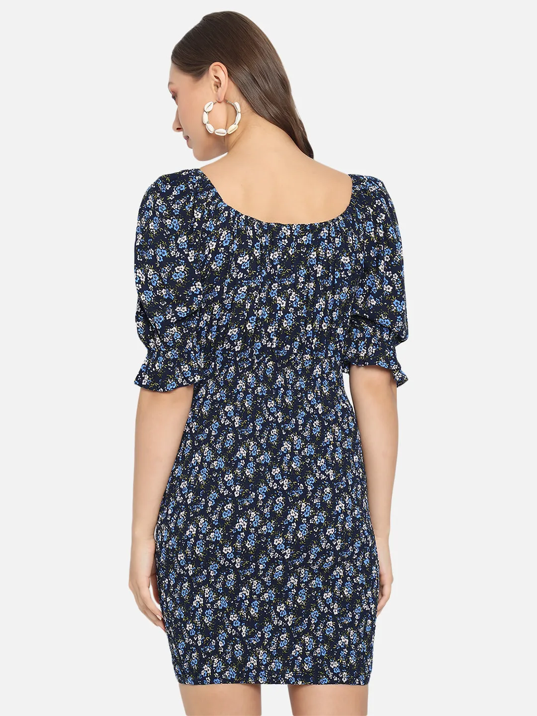 Floral Print Smocking Dress