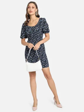 Floral Print Smocking Dress