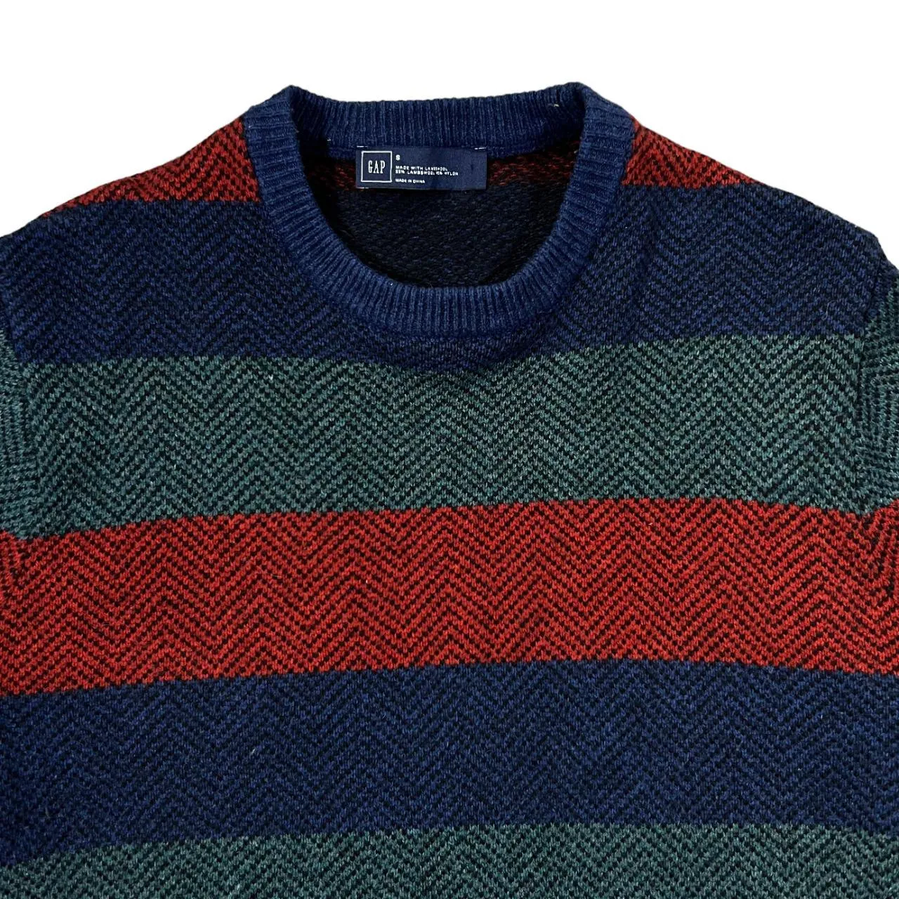 GAP Colour Block Lambswool Nylon Knit Crewneck Sweater Jumper